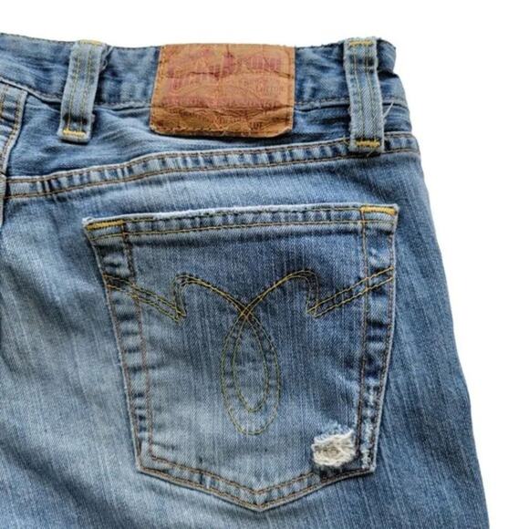 Lucky Brand Dungarees Straight Leg Distressed Jeans Blue Women Size 6 - Picture 8 of 10